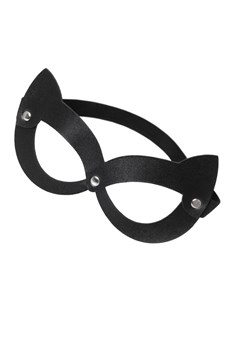 Маска Pecado BDSM, с ушками кошки открытая, натуральная кожа, чёрная 07511