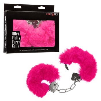 Металлические наручники с искусственным мехом ULTRA FLUFFY FURRY CUFFS-PINK SE-2651-55-3