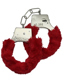 Наручники с мехом, красные 30243-4