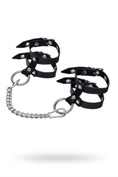 Оковы Pecado BDSM, однослойные из двух ремешков, натуральная кожа, черные 02182