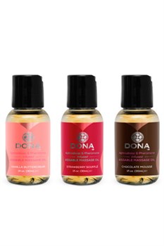 Подарочный набор массажных масел для поцелуев DONA с феромонами, 3х30 мл JO40601