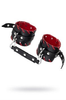 Оковы Pecado BDSM, с красной окантовкой, натуральная кожа, черные 02152