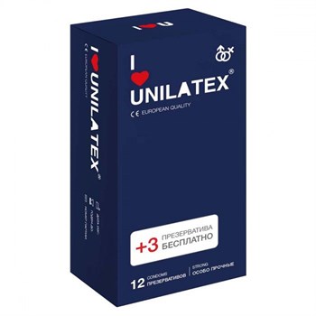 Ультрапрочные презервативы Unilatex Extra Strong - 12 шт. + 3 шт. в подарок Unilatex Extra Strong №12 + №3