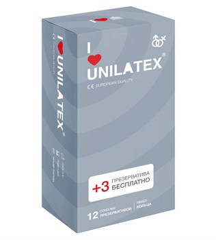 Презервативы с рёбрами Unilatex Ribbed - 12 + 3 шт. Unilatex Ribbed №12 + №3