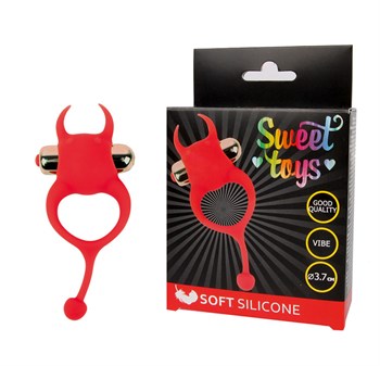 Красное виброкольцо с рожками Sweet Toys ST-40166-3