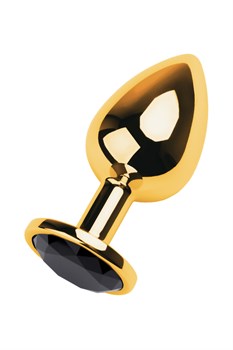 Анальная втулка Metal by TOYFA, металл, золотая, с чёрным кристаллом, 8 см, Ø 3,4 см, 85 г 717017-135
