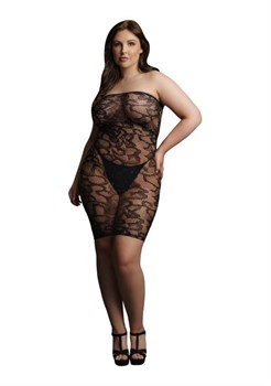 Чёрное мини платье без бретелек Star Rhinestone со стразами - Plus size DCH003BLKOSX