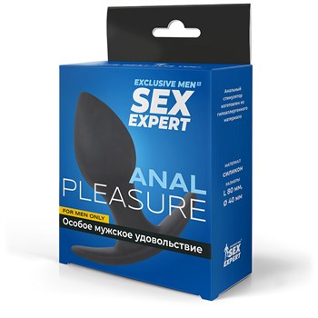 Чёрная анальная пробка с широким основанием Sex Expert, 8х3,9 см SEM-55047