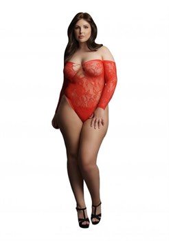 Боди Wonder Rhinestone Bodysuit со стразами (красный) - Plus size DCH004REDOSX