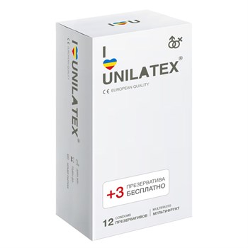 Ароматизированные презервативы цветные Unilatex Multifruit - 12 + 3 шт. Unilatex Multifruits №12 + №3
