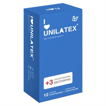 Классические презервативы Unilatex Natural Plain - 12 + 3 шт. Unilatex Natural Plain №12 + №3