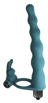 Зеленая вибронасадка для двойного проникновения Jungle Bunny - 17 см 1202-03lola