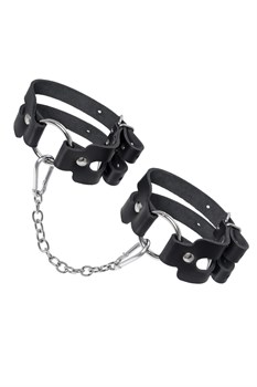 Оковы Pecado BDSM, из двух ремешков, натуральная кожа, чёрные 02206