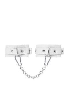 Оковы мини Pecado BDSM, со скруглёнными углами, натуральная кожа, белые 02224
