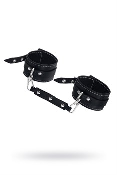 Оковы Pecado BDSM, двухслойные с белой строчкой, натуральная кожа, черные 02122