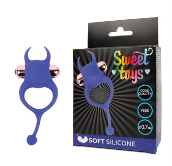 Синее виброкольцо с рожками Sweet Toys ST-40166-2