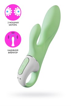 Нереалистичный вибратор Satisfyer Air Pump Bunny 5, силикон, зеленый, 15 см J2018-257