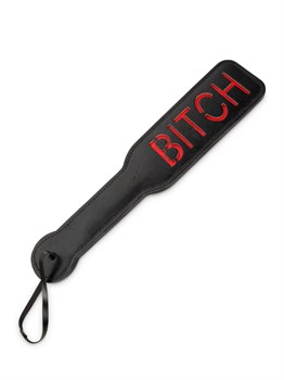 Черная кожаная шлёпалка Bitch, 31,5 см DP506B