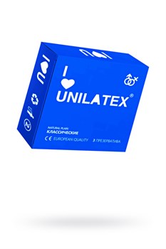 Презервативы Unilatex, natural plain, гладкие, классические, 19 см, 5,4 см, 3 шт 3002
