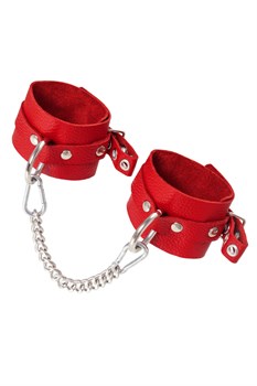 Оковы Pecado BDSM, мягкие с люверсами, натуральная кожа, красные 02197