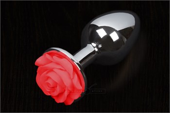 Большая анальная пробка с розочкой, 8,5х4 см DPLS005ROSER