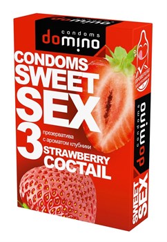 Презервативы для орального секса DOMINO Sweet Sex с ароматом клубничного коктейля, 3 шт 185048