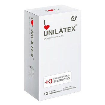 Ультратонкие презервативы Unilatex Ultra Thin - 12 + 3 шт. Unilatex Ultra Thin №12 + №3