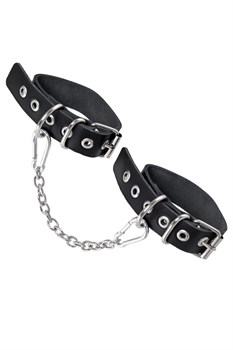 Оковы Pecado BDSM, из одного ремешка с люверсами, натуральная кожа, чёрные 02220