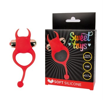 Красное виброкольцо с рожками Sweet Toys ST-40166-3