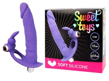Фиолетовое виброкольцо с отростком Sweet Toys ST-40172-5