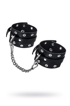 Оковы Pecado BDSM, однослойные с люверсами, натуральная кожа, черные 02162
