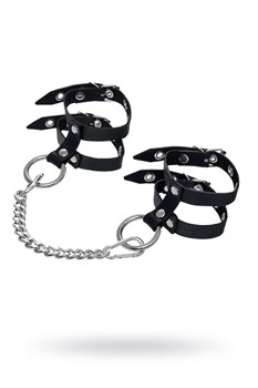 Оковы Pecado BDSM, однослойные из двух ремешков, натуральная кожа, черные 02182