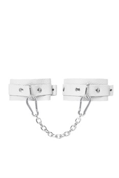Оковы мини Pecado BDSM, со скруглёнными углами, натуральная кожа, белые 02224