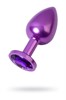 Фиолетовая анальная пробка с кристаллом Metal by TOYFA, 8,2х3,4 см - фото 143111