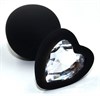 Анальная силиконовая пробка с кристаллом в форме сердца, 8,8х3,3 см - фото 144039