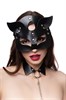 Маска кошки Pecado BDSM, рельефная, натуральная кожа, чёрная - фото 155102
