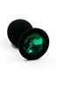Анальная пробка из силикона с  изумрудным стразом dark green, 7х3,5 см KL-S010M - фото 165700