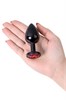 Черный анальный страз с рубиновым кристаллом Metal by TOYFA, 8,2х3,4 см 10T-00014847