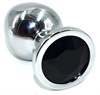 Серебристая анальная пробка с черным кристаллом, 8,5х3 см AP-AL001-MB - фото 181339