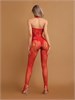 Красный боди-комбинезон с вырезом на груди и кружевом (IMPULSE) 06735
